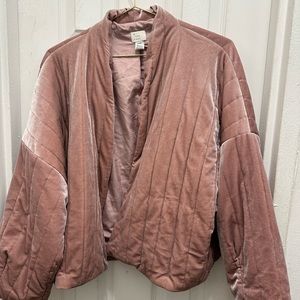 Midweight open front jacket - dusty pink velvet